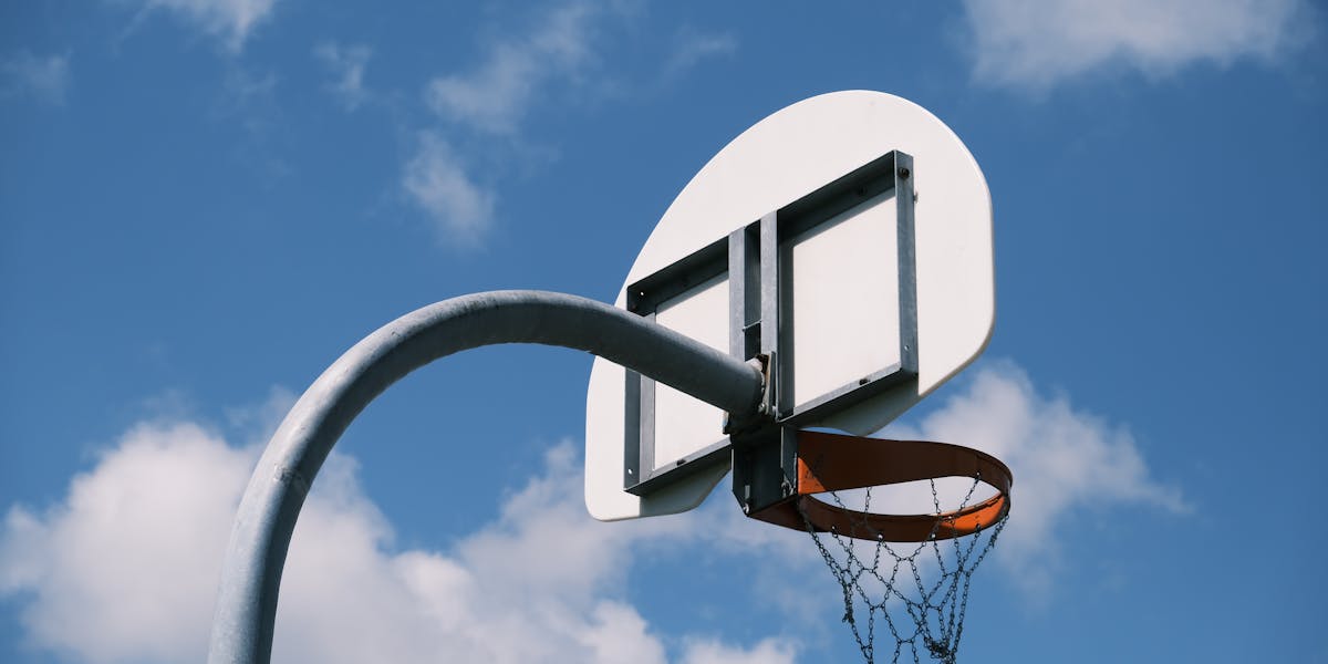 Basketball hoop and backboard set up for home driveway play